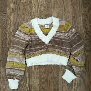Aritzia V-Neck Sweater - Brown, Yellow, Cream
